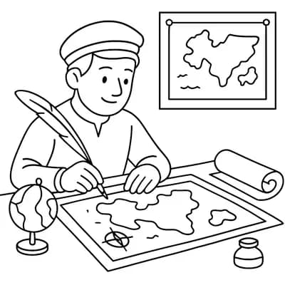 Cartographer Making Kleurplaat