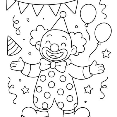 Feestclown Kleurplaat