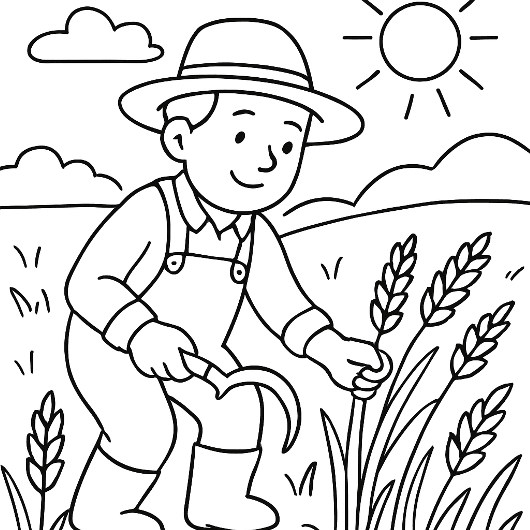 Boer Oogst Kleurplaat