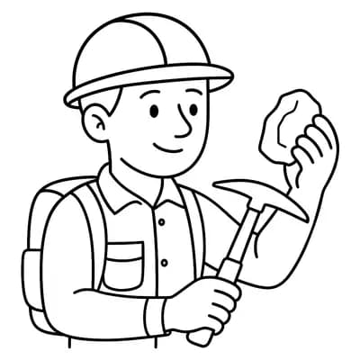 Geologist Examining Kleurplaat