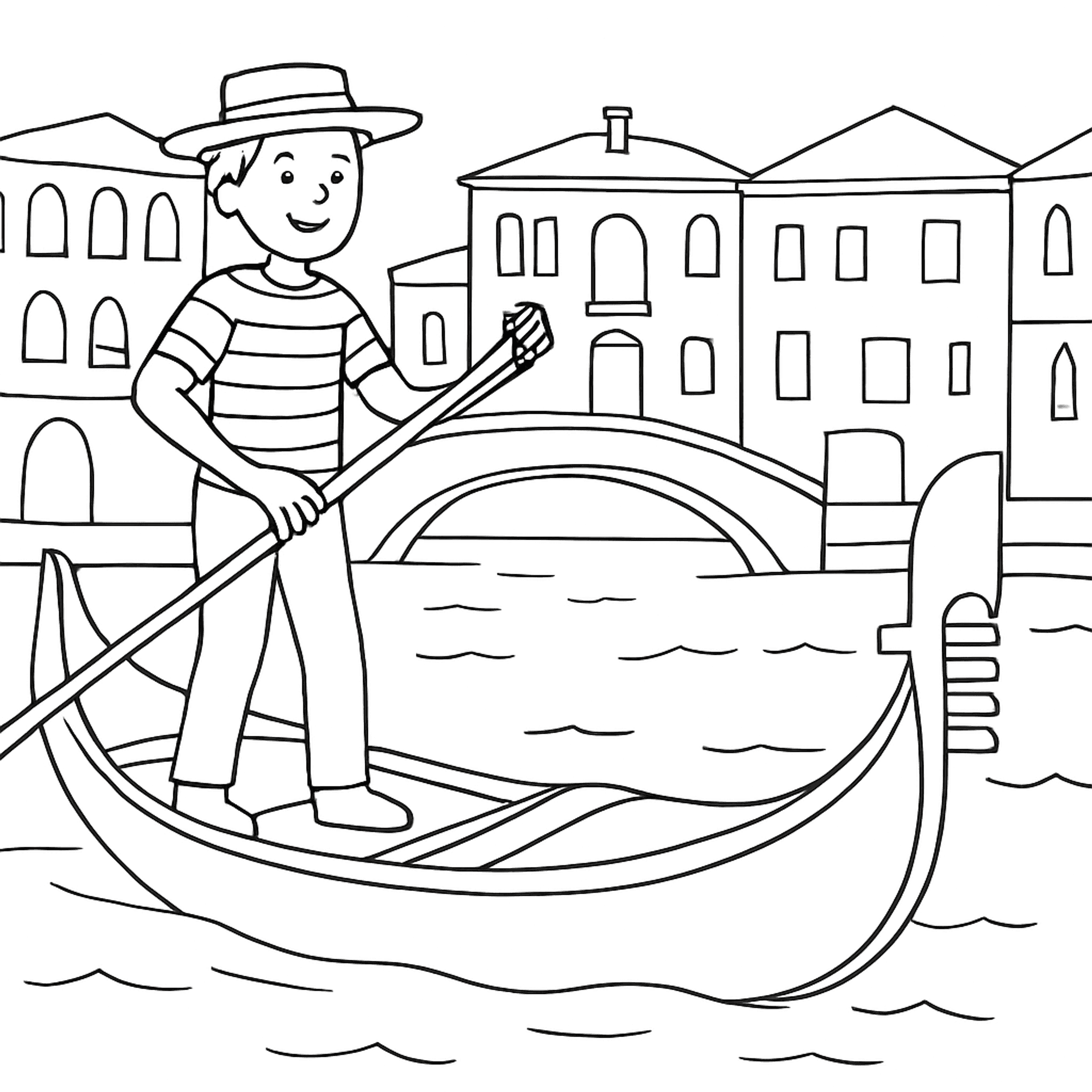 Gondolier Rowing Kleurplaat