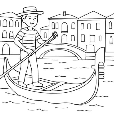 Gondolier Rowing Kleurplaat