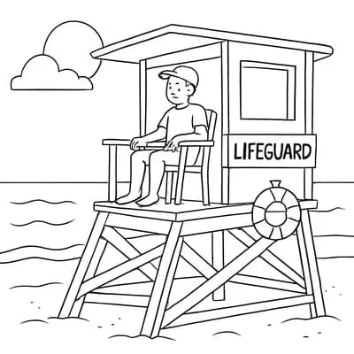 Strandwacht Kleurplaat