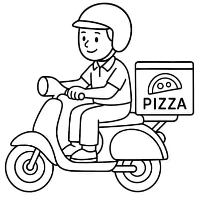 Pizzabezorger Kleurplaat