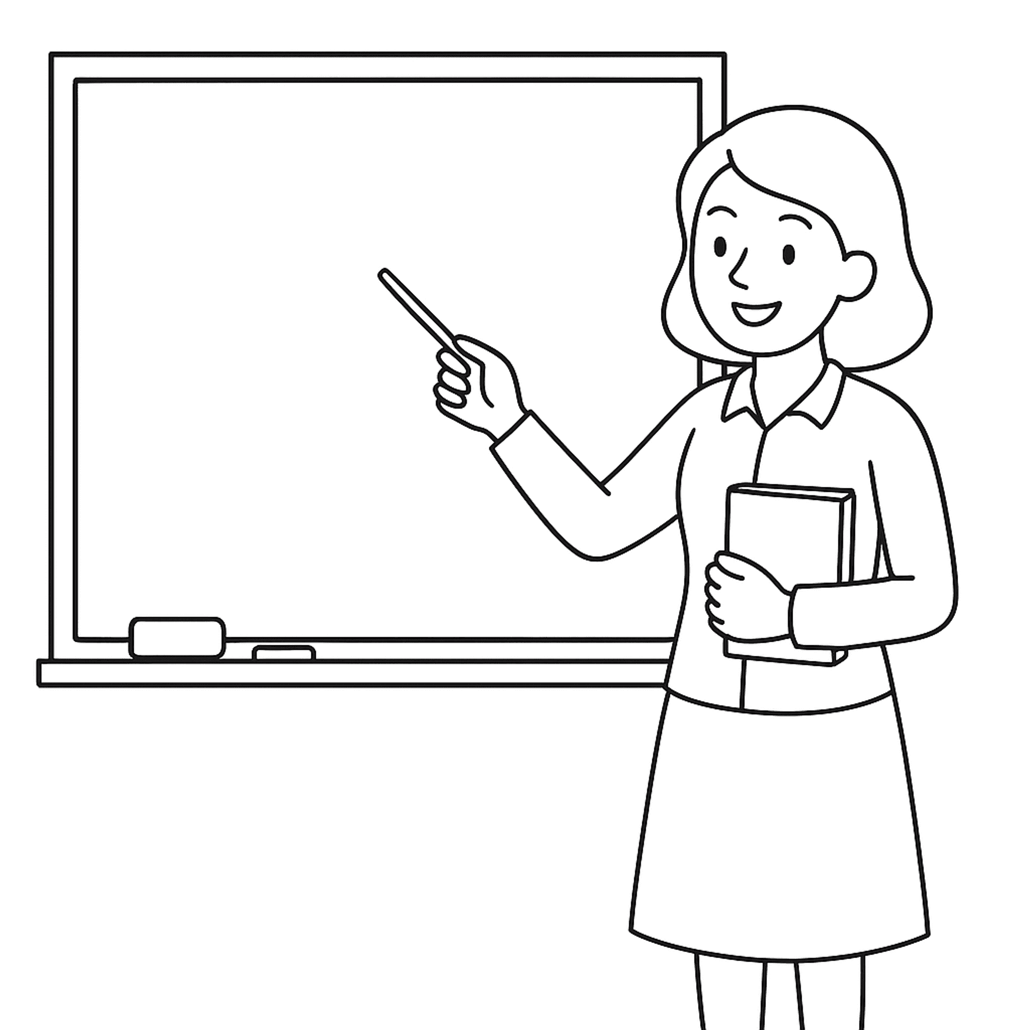 Juf voor Schoolbord Kleurplaat