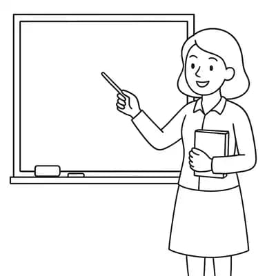 Juf voor Schoolbord Kleurplaat