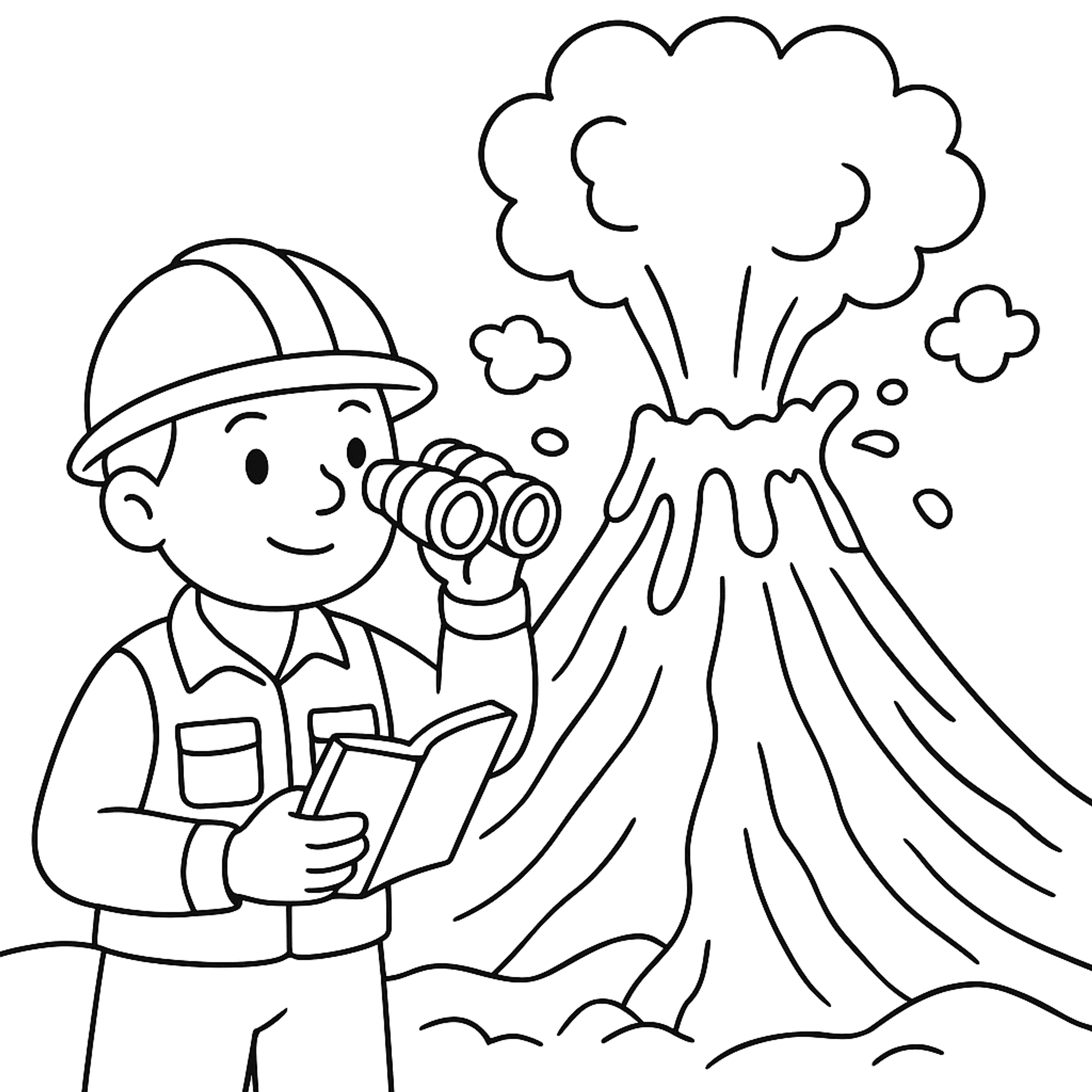 Volcanologist Studying Kleurplaat