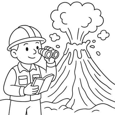 Volcanologist Studying Kleurplaat