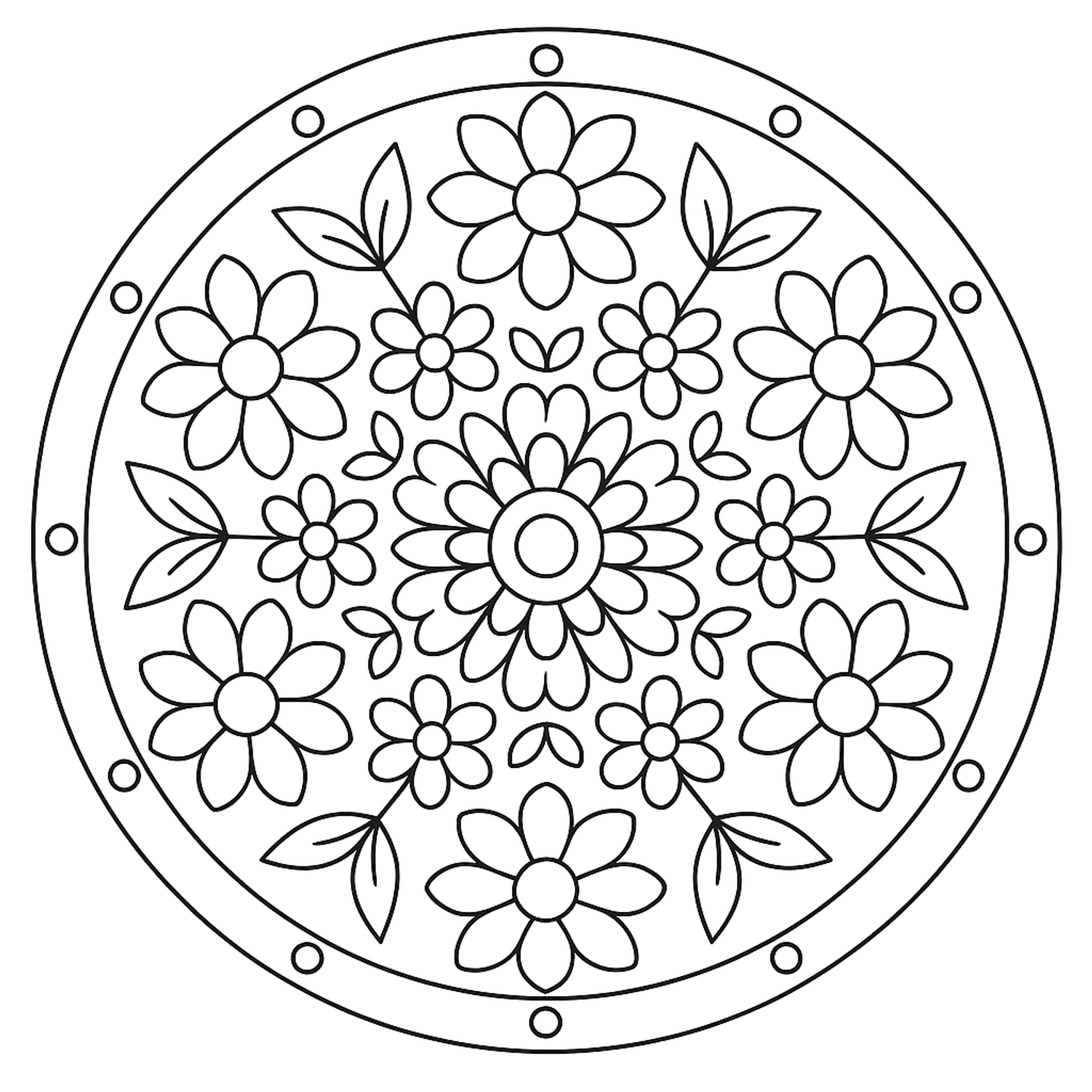 Bloemen Mandala Kleurplaat