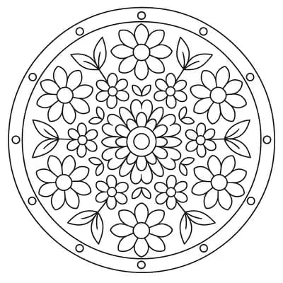 Bloemen Mandala Kleurplaat