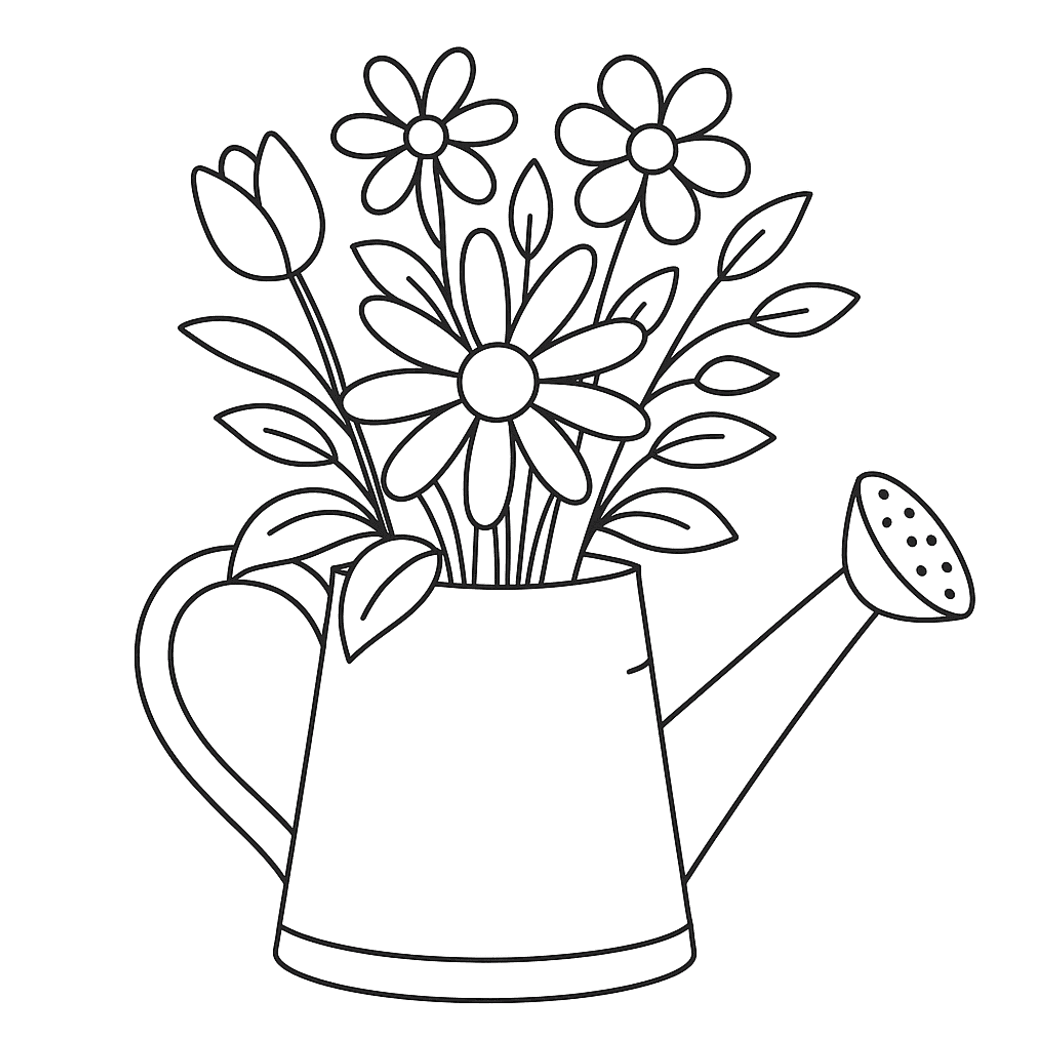 Gieter met Bloemen Kleurplaat
