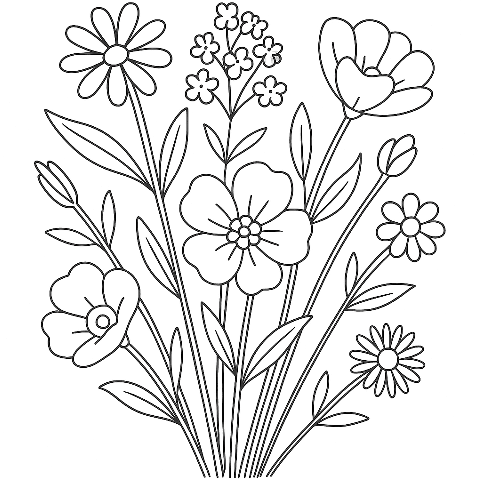 Wilde Bloemen Boeket Kleurplaat