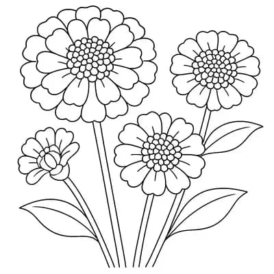 Zinnia Kleurplaat