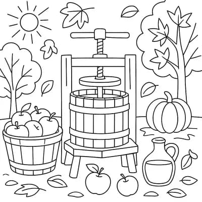 Apple Cider Pressing Kleurplaat