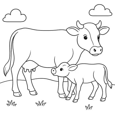 Baby Calf Nursing Kleurplaat