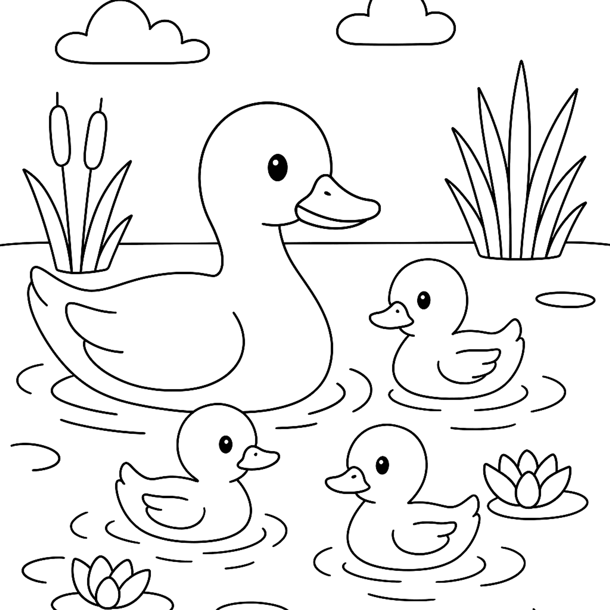 Eendenfamilie Kleurplaat