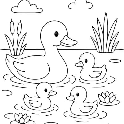 Eendenfamilie Kleurplaat