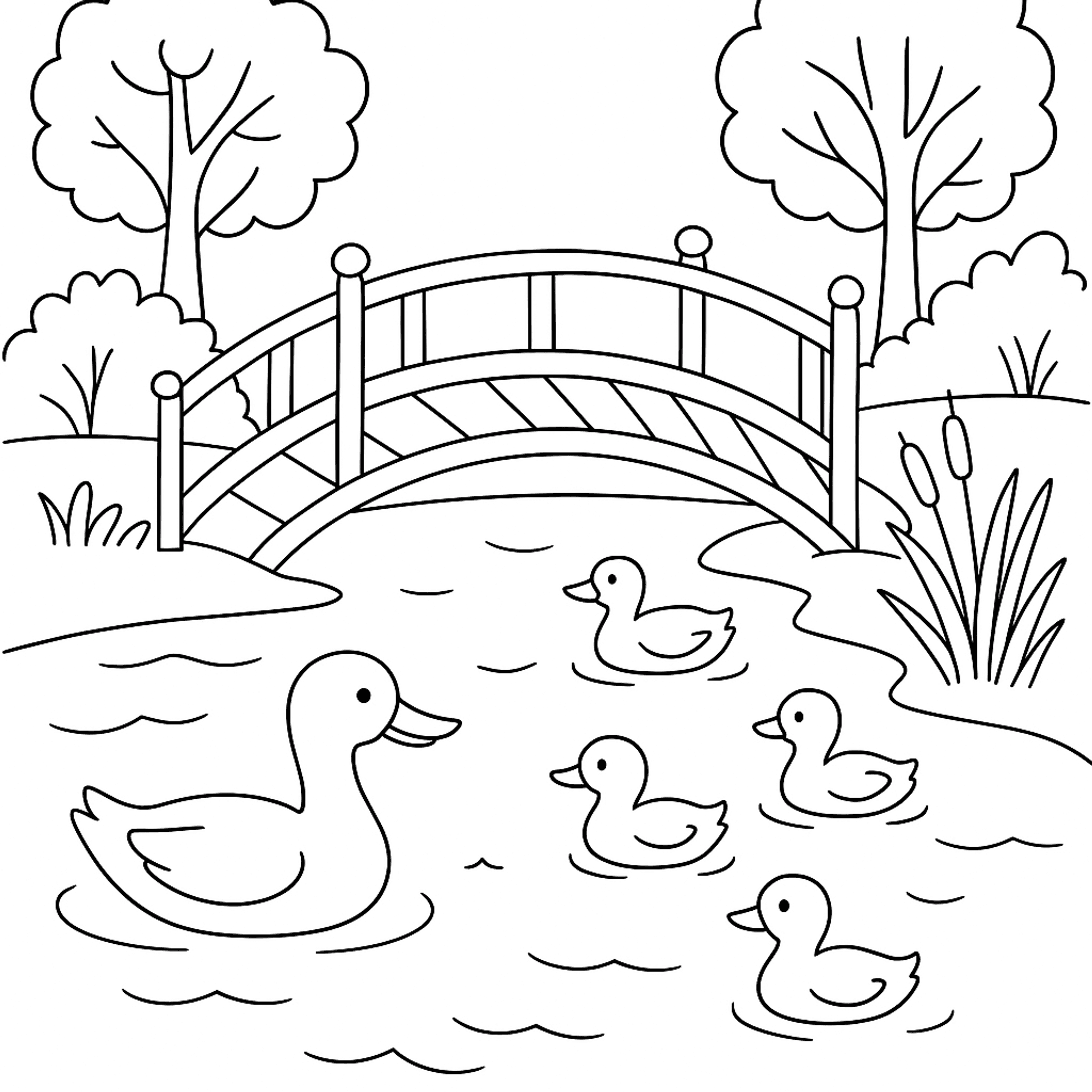 Duck Pond Kleurplaat
