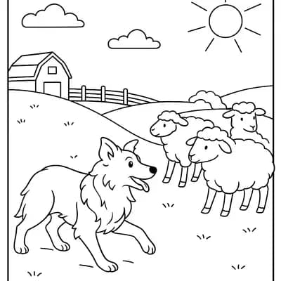 Farm Border Collie Kleurplaat