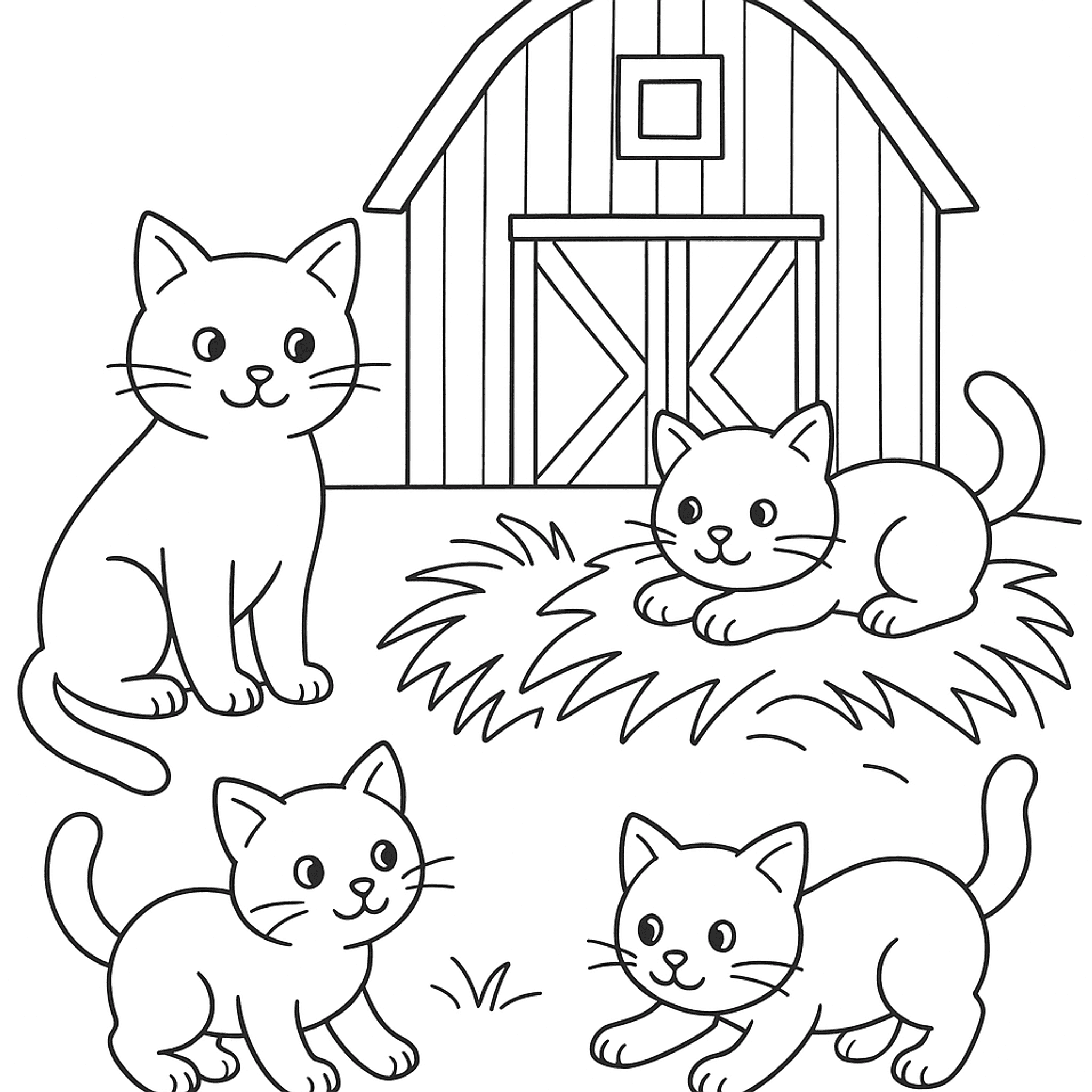 Farm Cats Kittens Kleurplaat