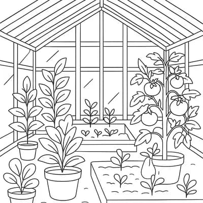 Farm Greenhouse Glass Kleurplaat