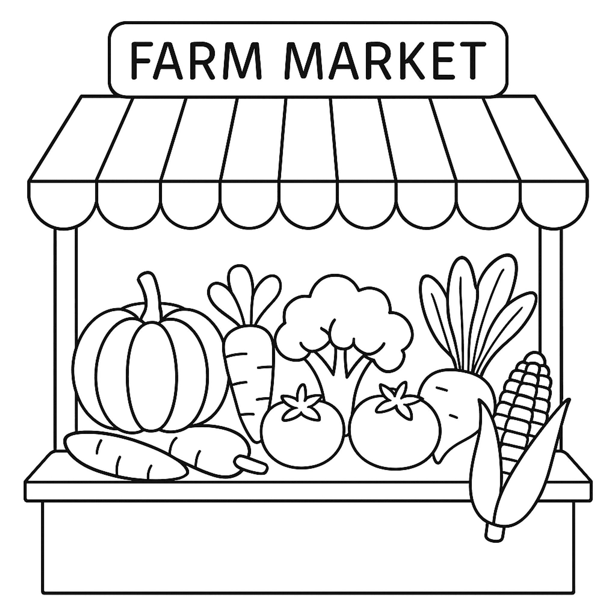 Farm Market Stall Kleurplaat