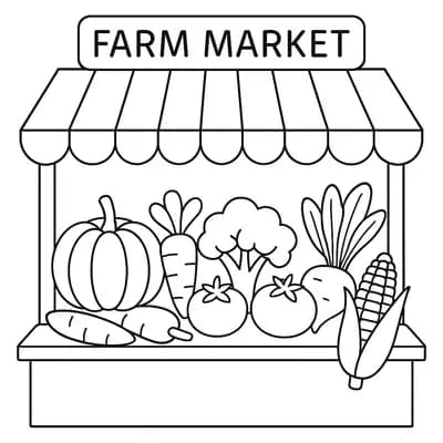 Farm Market Stall Kleurplaat
