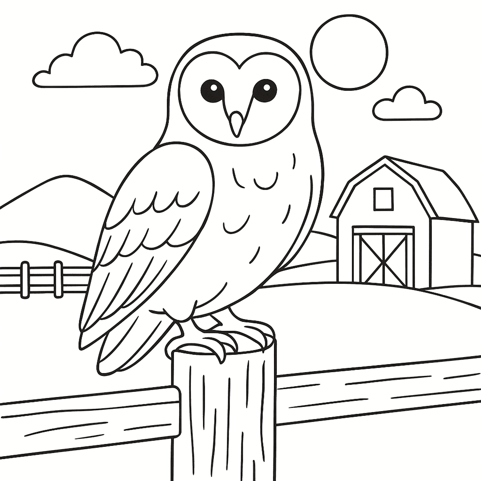 Farm Owl Perched Kleurplaat