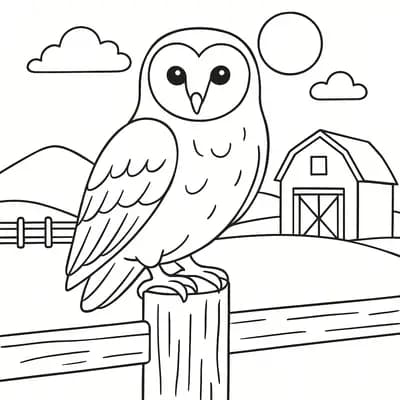 Farm Owl Perched Kleurplaat