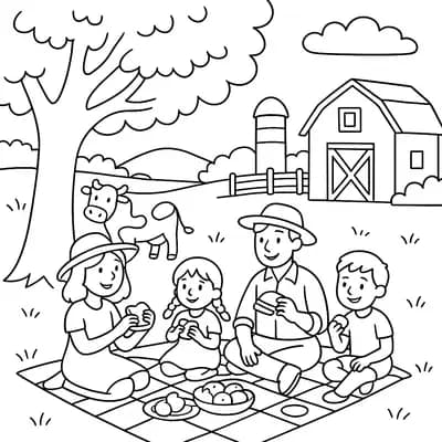 Farm Picnic Under Kleurplaat