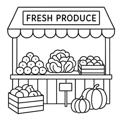 Farm Stand Kleurplaat