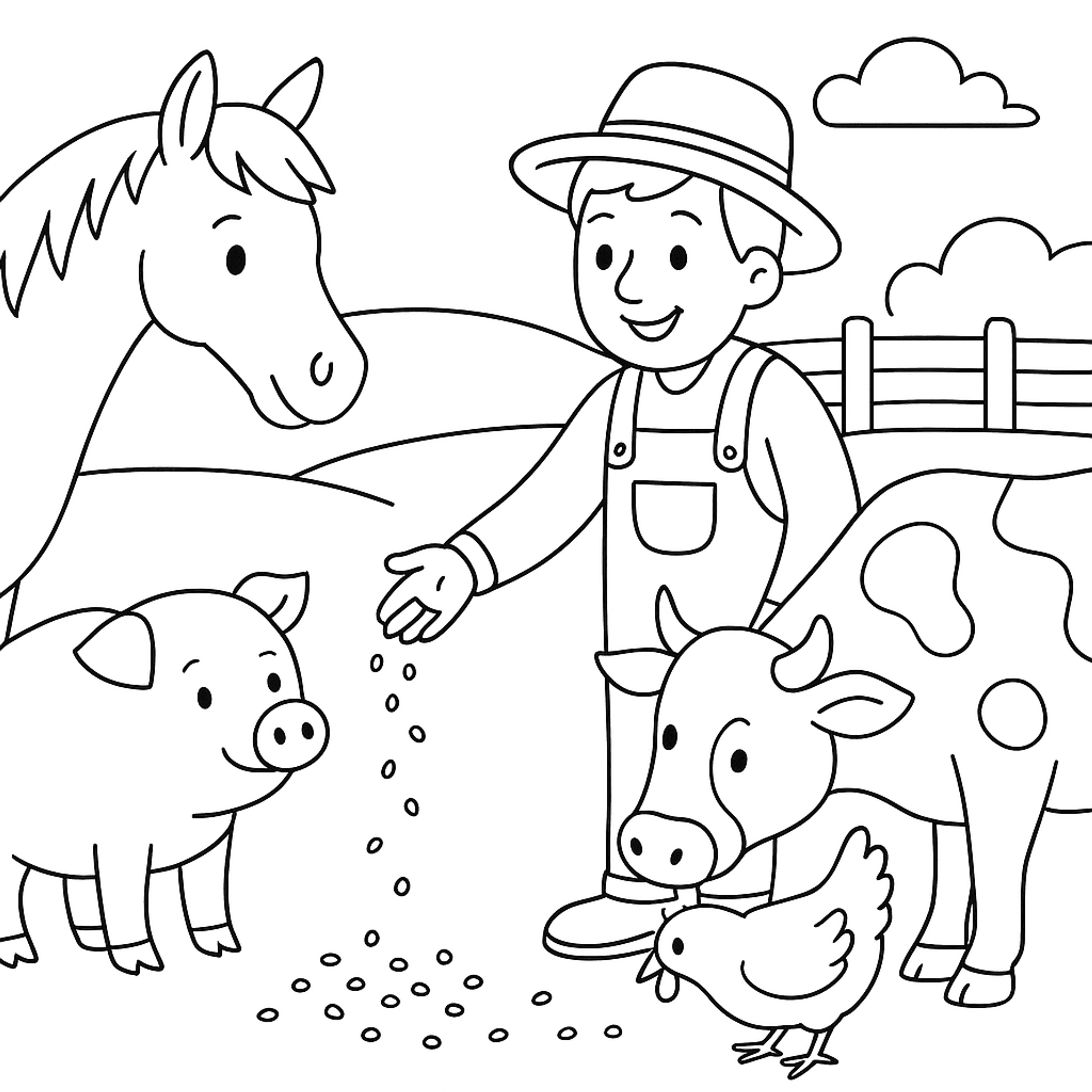 Boer Voert Dieren Kleurplaat