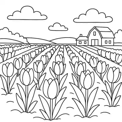 Flower Farm Tulip Kleurplaat