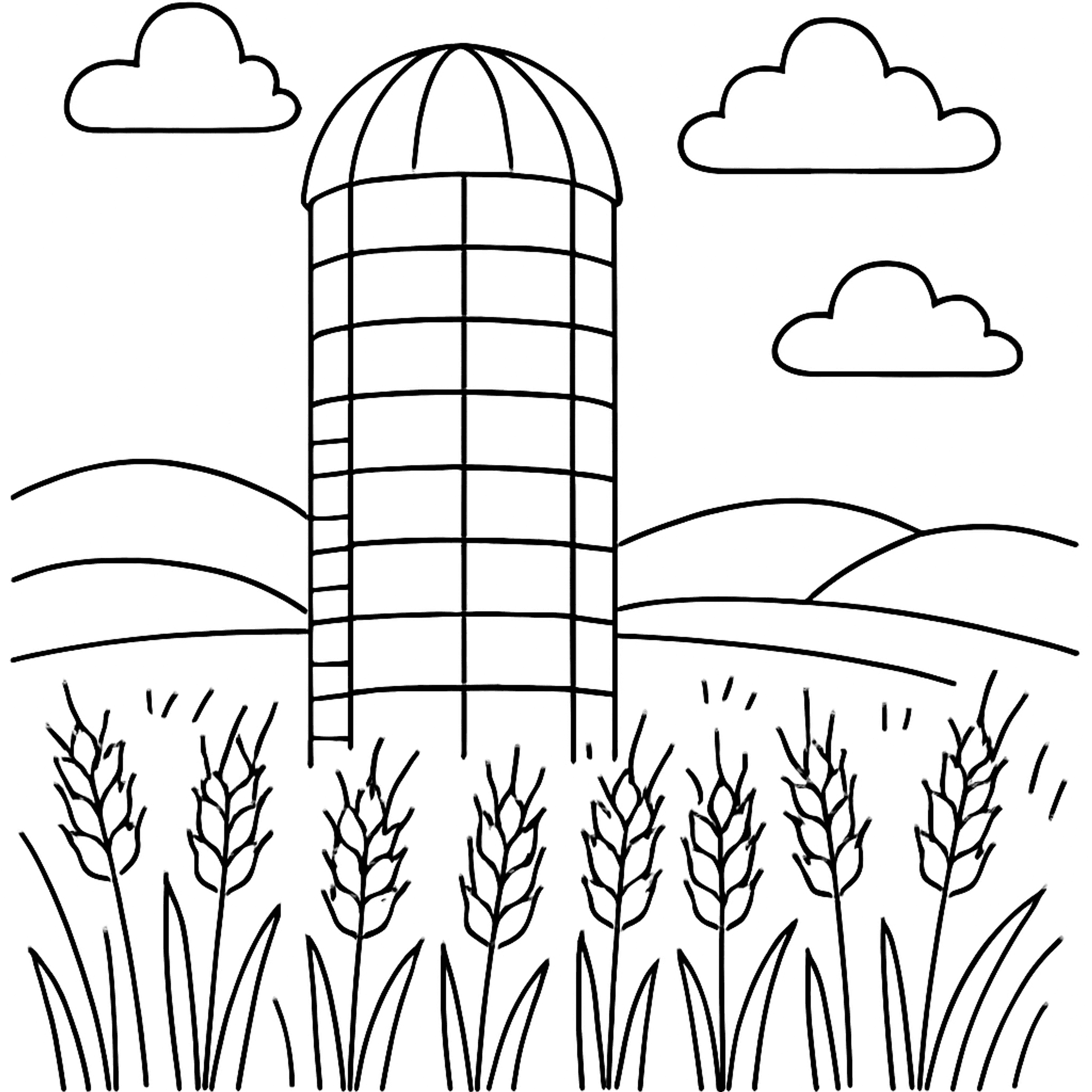Grain Silo Kleurplaat