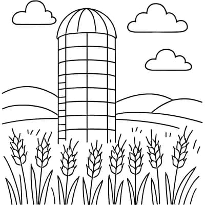 Grain Silo Kleurplaat