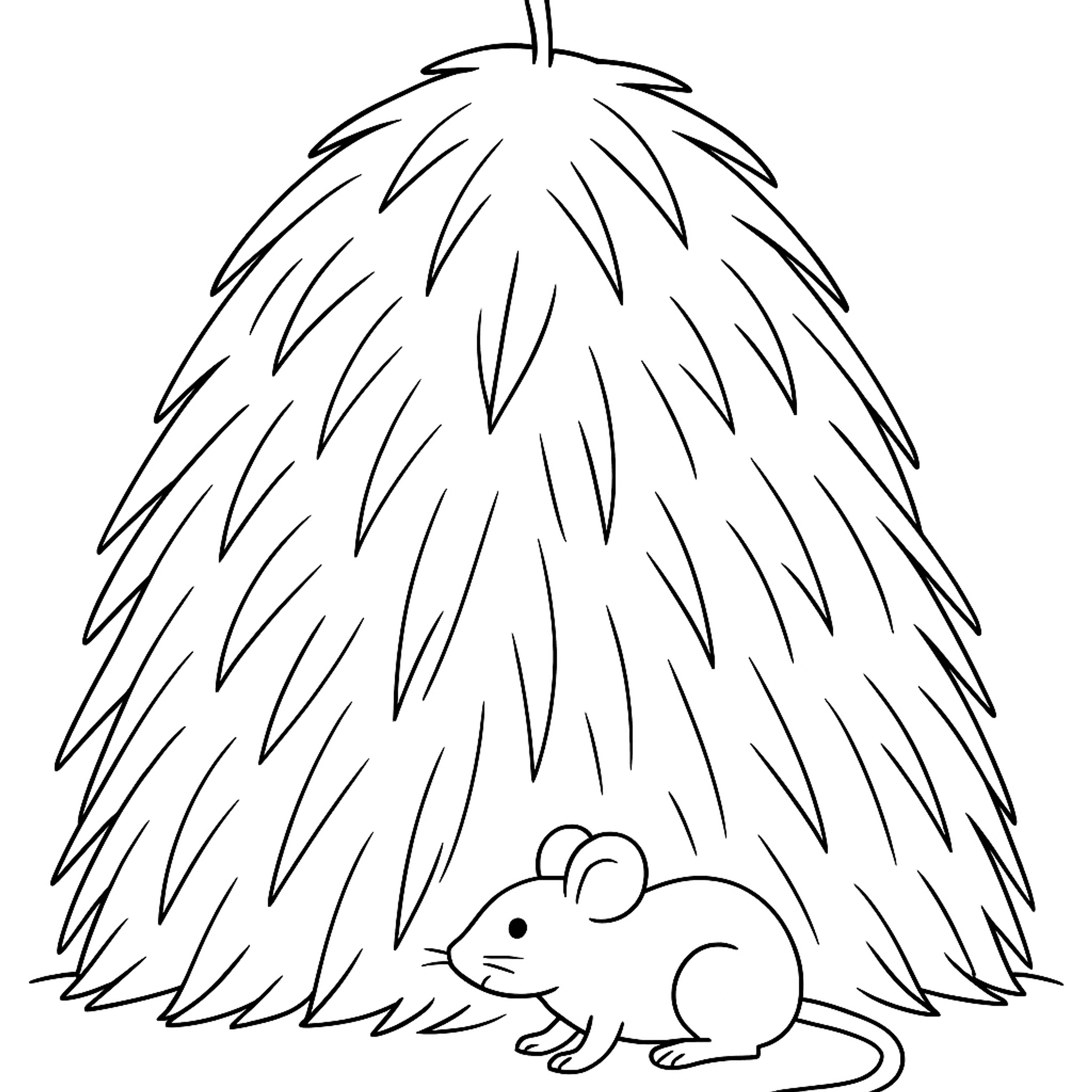 Hooiberg met Muis Kleurplaat