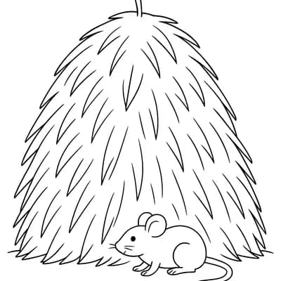 Hooiberg met Muis Kleurplaat