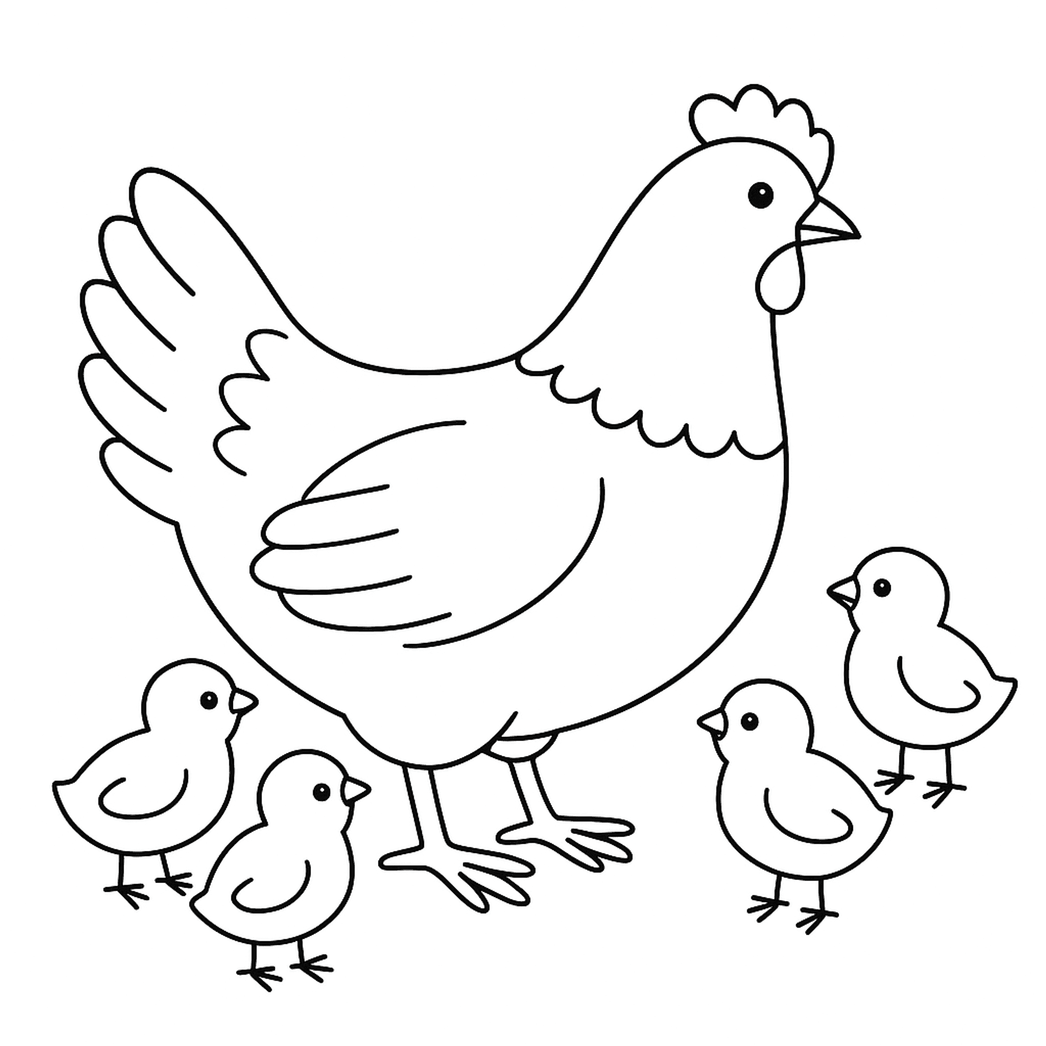 Kip met Kuikens Kleurplaat