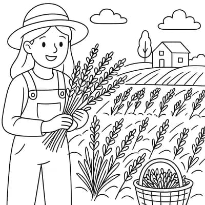 Lavender Farm Harvest Kleurplaat