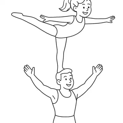 Circus Acrobatic Duo Kleurplaat