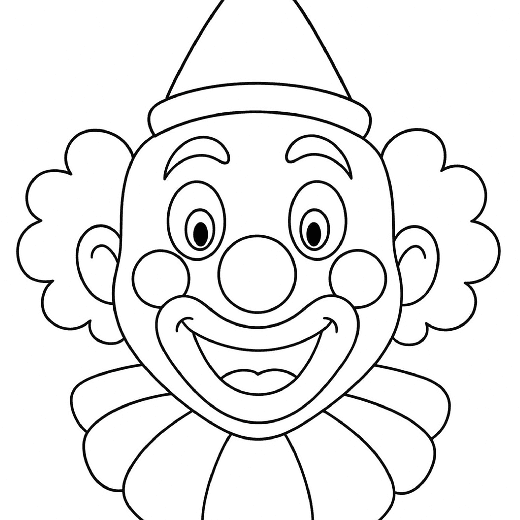 Circus Clown Face Kleurplaat