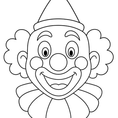 Circus Clown Face Kleurplaat