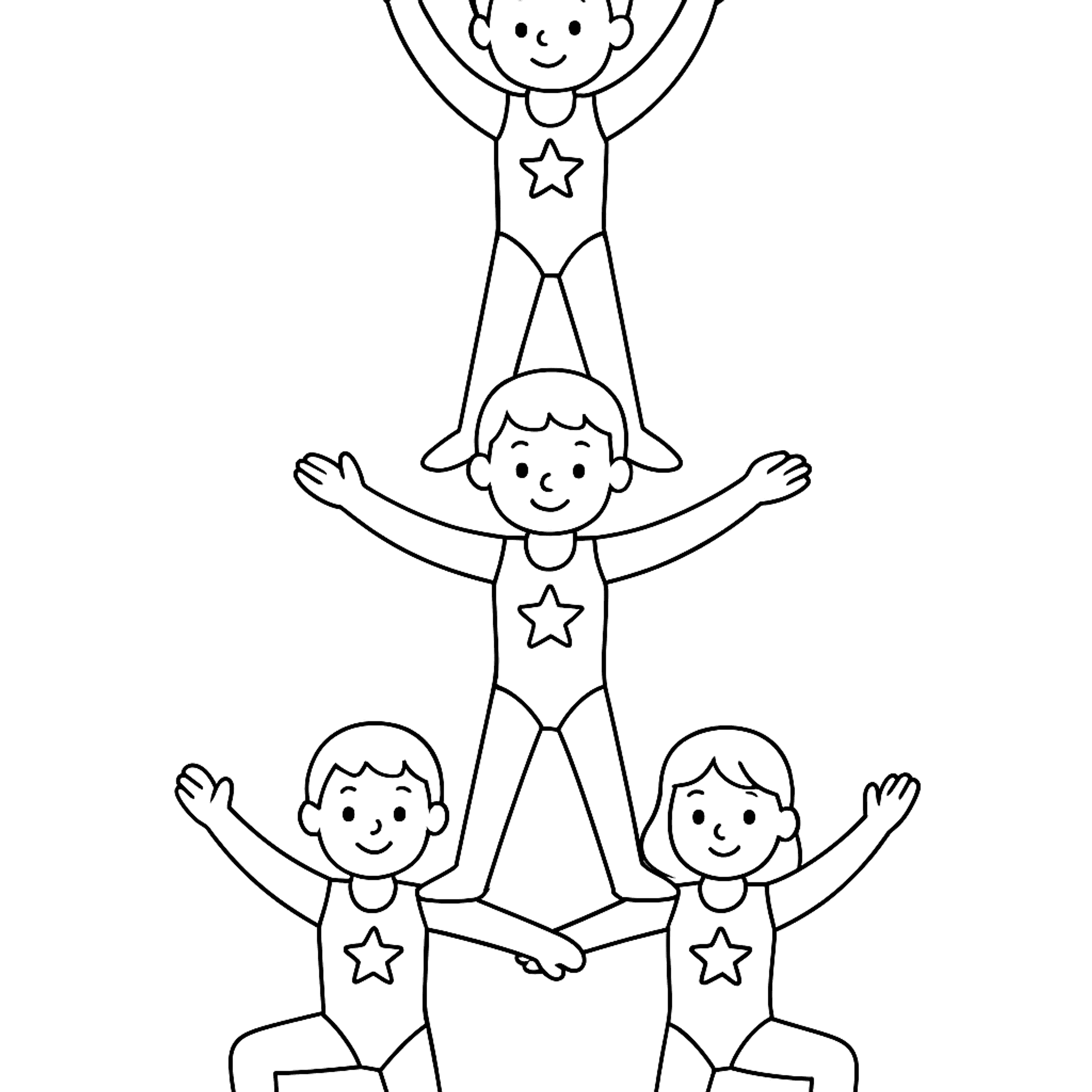 Circus Human Pyramid Kleurplaat