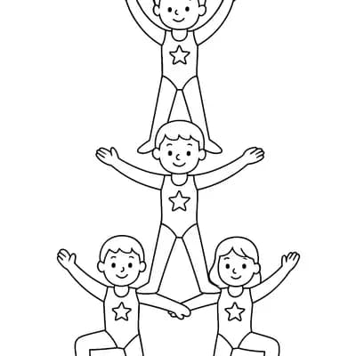 Circus Human Pyramid Kleurplaat