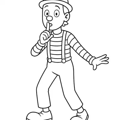 Circus Mime Performer Kleurplaat