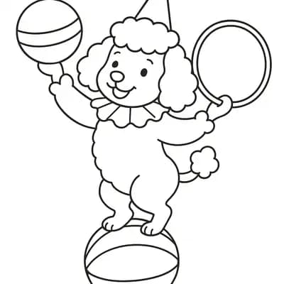 Circus Poodle Doing Kleurplaat