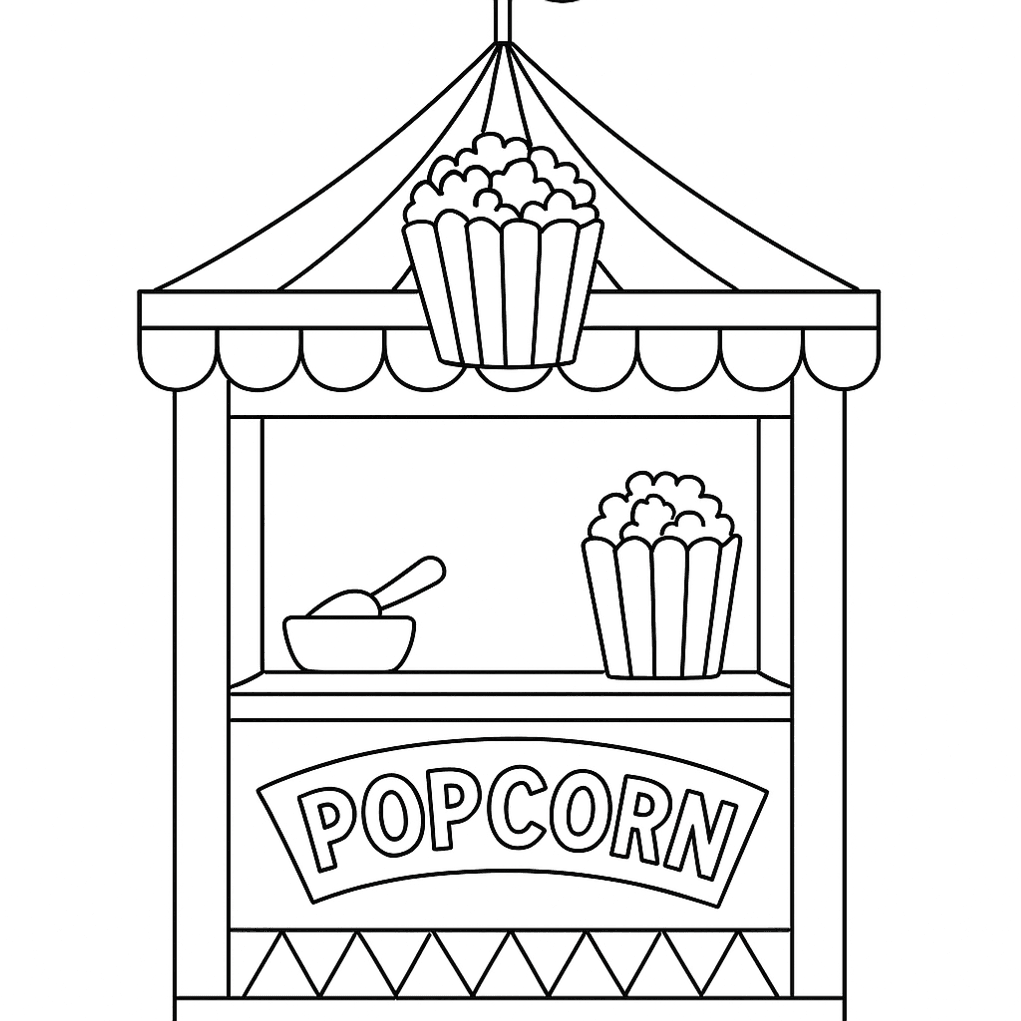 Popcornkraam Kleurplaat