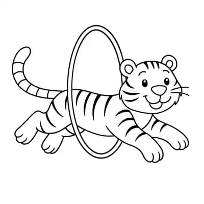 Circus Tiger Jumping Kleurplaat