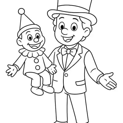 Circus Ventriloquist With Kleurplaat