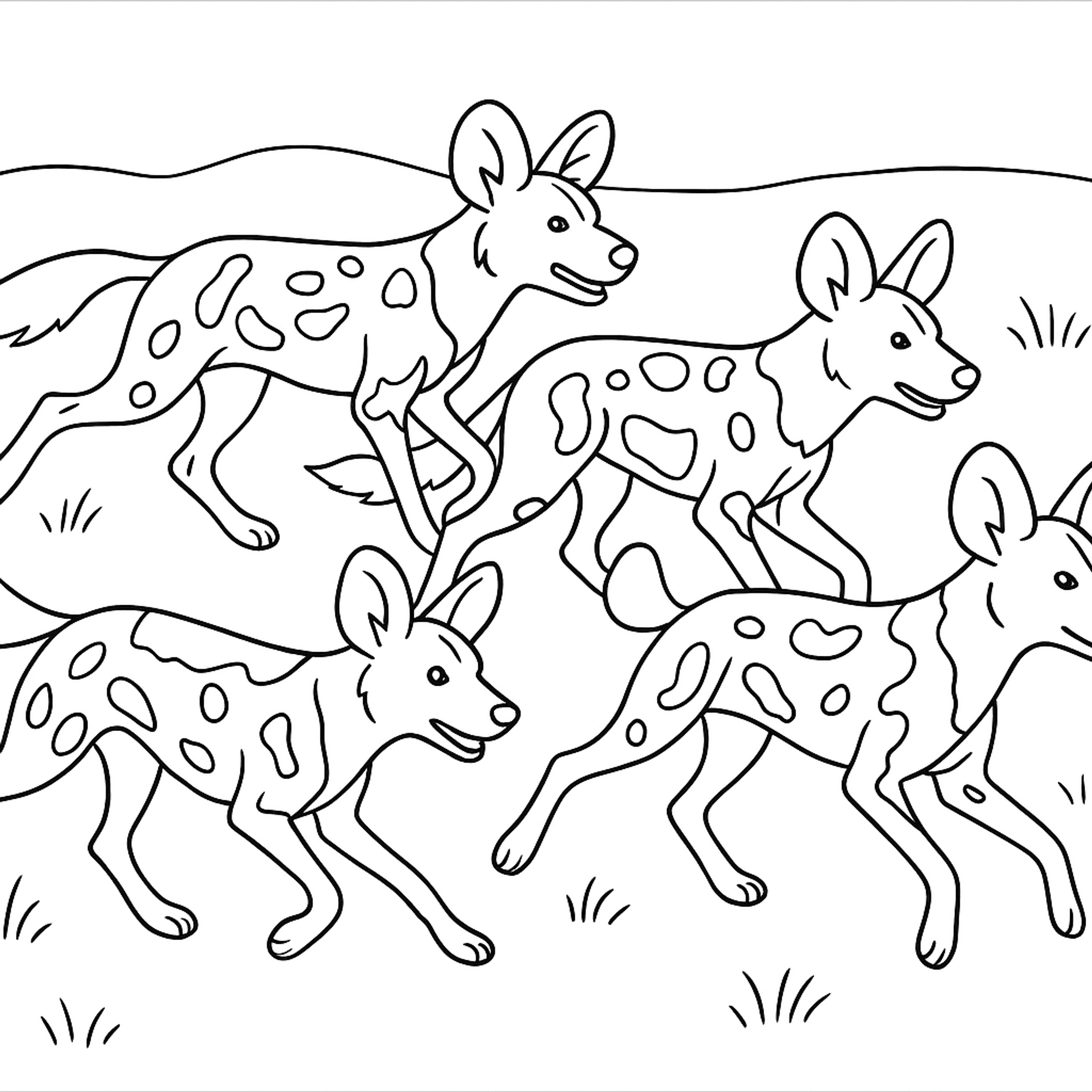 African Wild Dog Kleurplaat